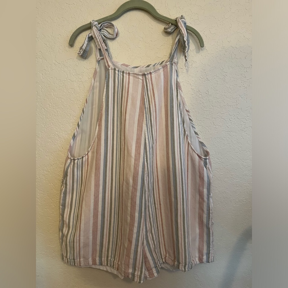 American Eagle stripped overall romper
